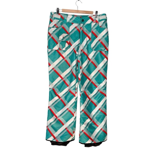 Orage | Green and Orange Plaid Ski Snowboard Pants Size Medium - Picture 1 of 16